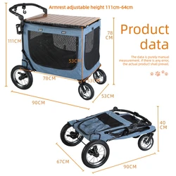 Carrito para perros plegable multifuncional con mesa de madera