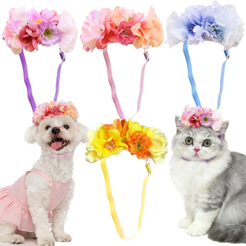 Lazos artesanales forma flor para mascotas