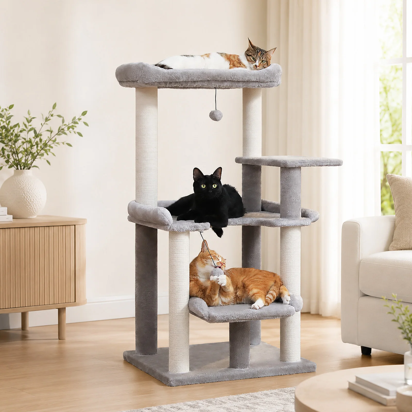 Árbol rascador para gatos con sisal – Torre multinivel con cama incluida - imagen 5