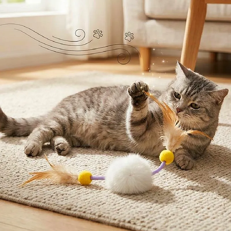 Juguete Interactivo para Gatos con Plumas, Malla y Campana - imagen 5