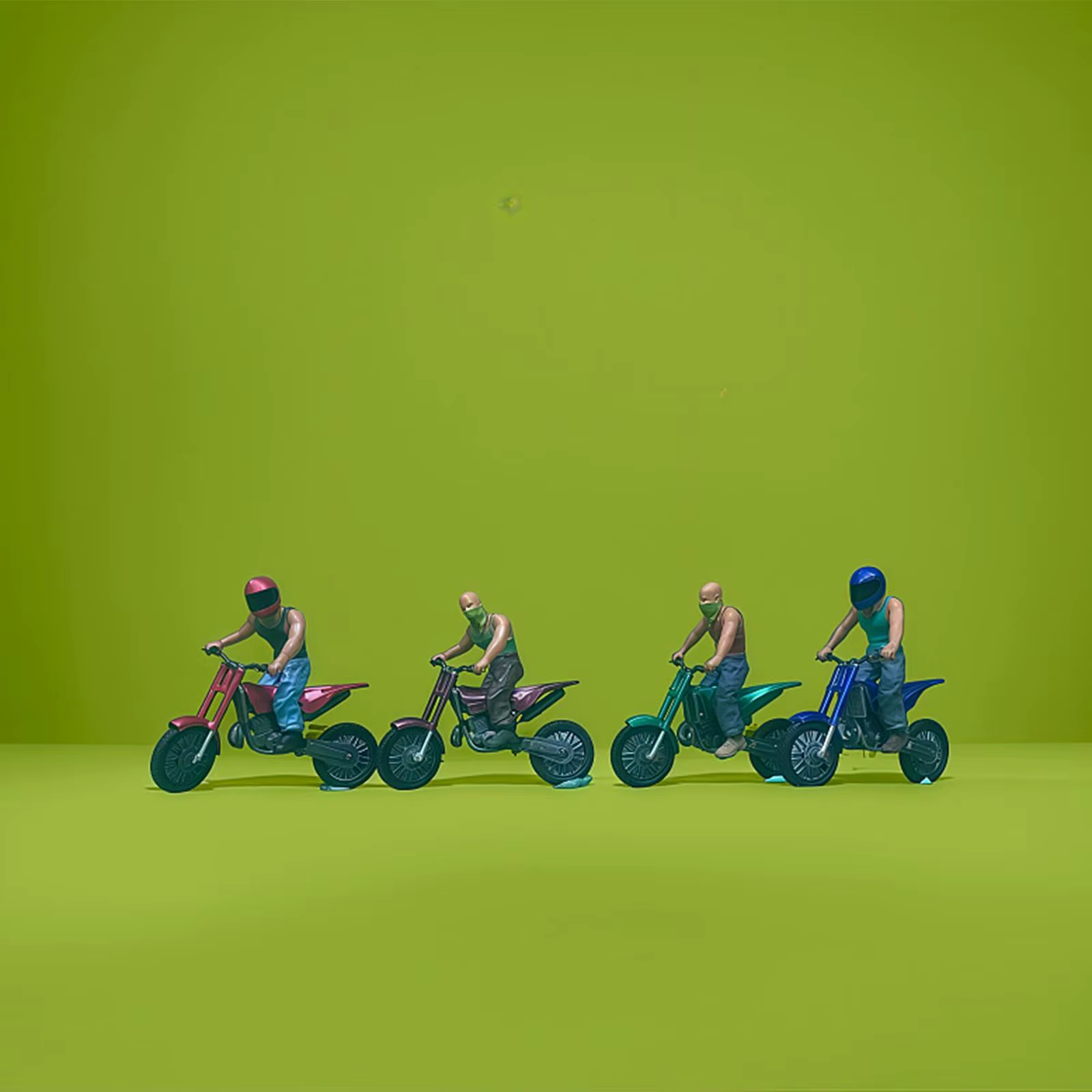 Figuras de motociclistas en miniatura 1:64 para maquetas y dioramas - imagen 5