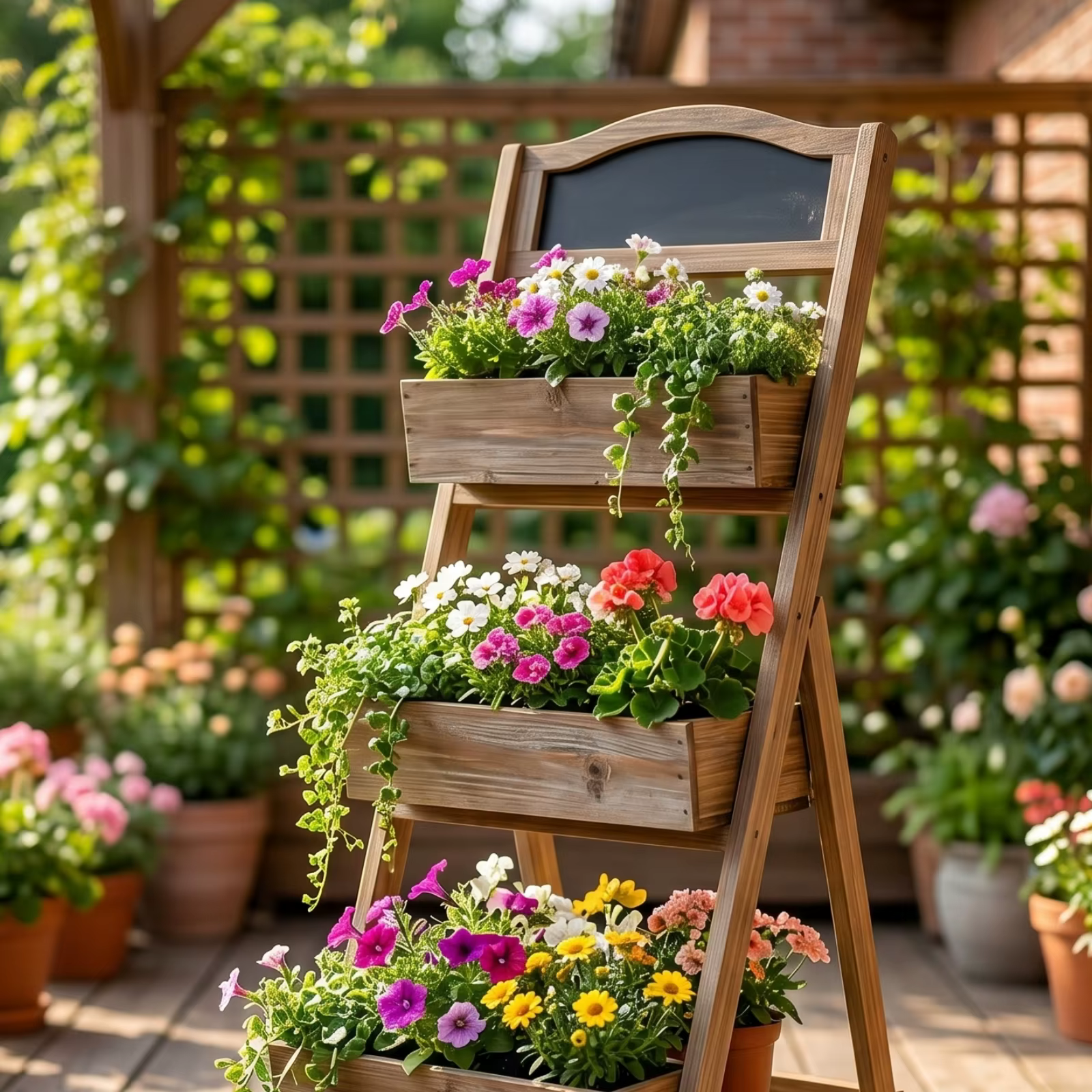 Estante de madera rústico para gatos y perros, soporte para flores - imagen 5