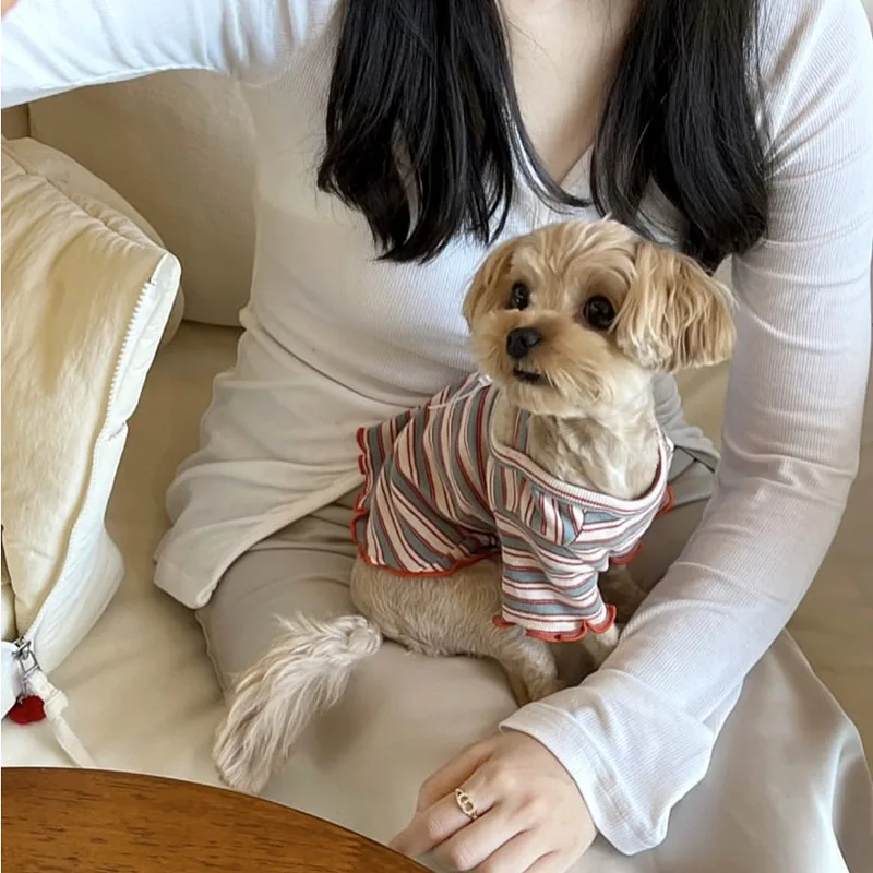 Chaleco de algodón a rayas para perros Chihuahua, verano fresco