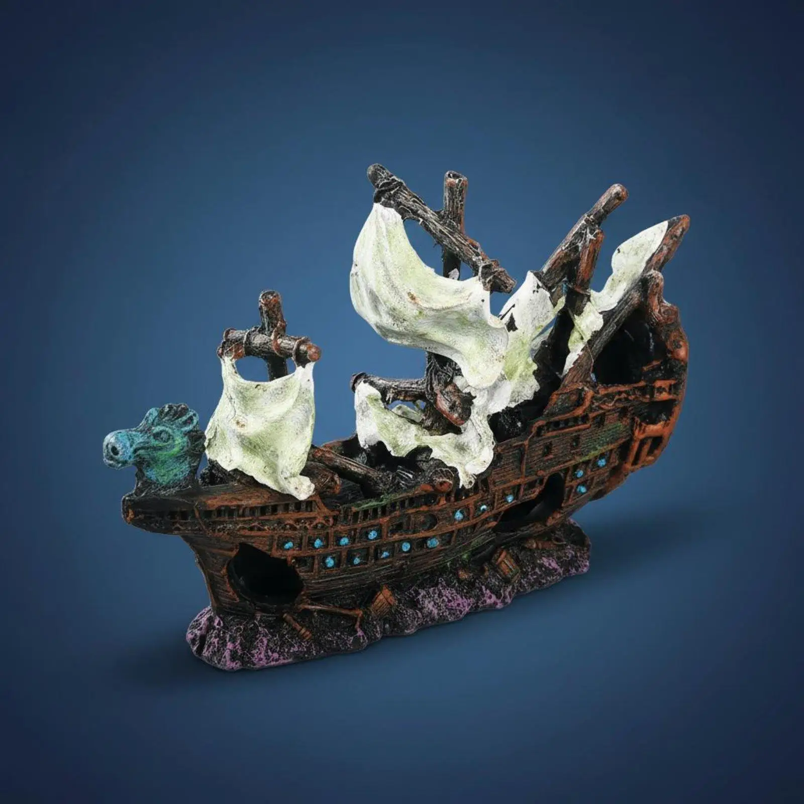 Decoración acuario resina barco hundido – Adorno marino
