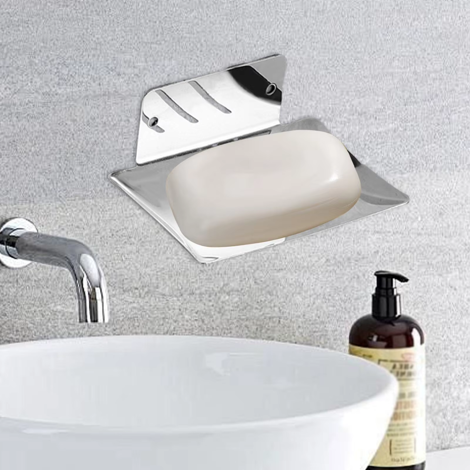Jabonera adhesiva de acero inoxidable con drenaje para ducha - imagen 2