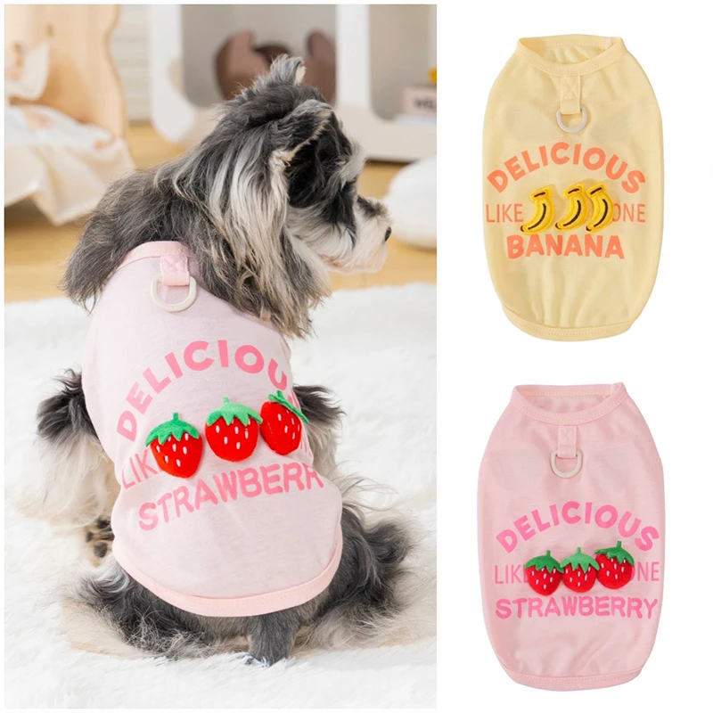 Camiseta verano perro French Bulldog – Estampado de frutas, algodón puro