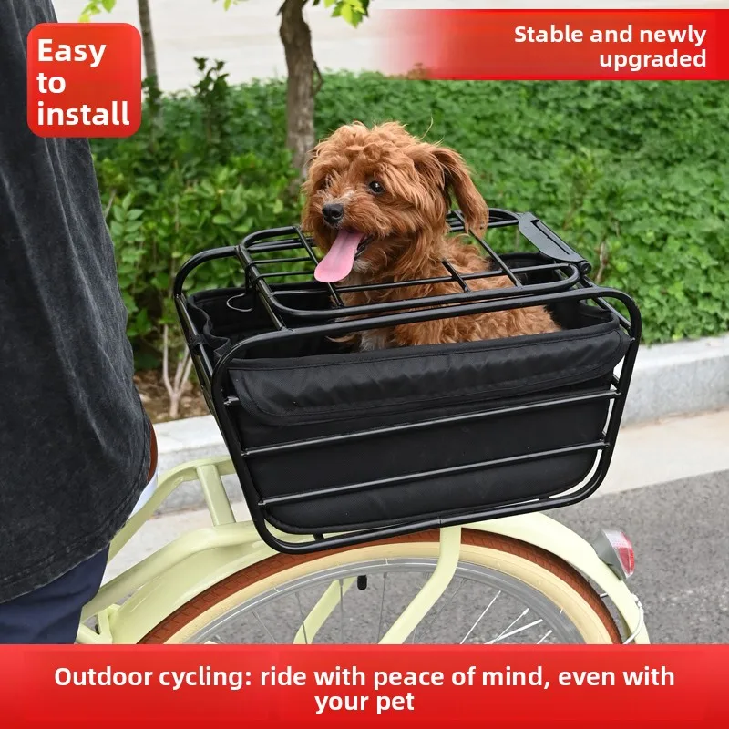 Cesta trasera para bicicleta universal con soporte para perro - imagen 4