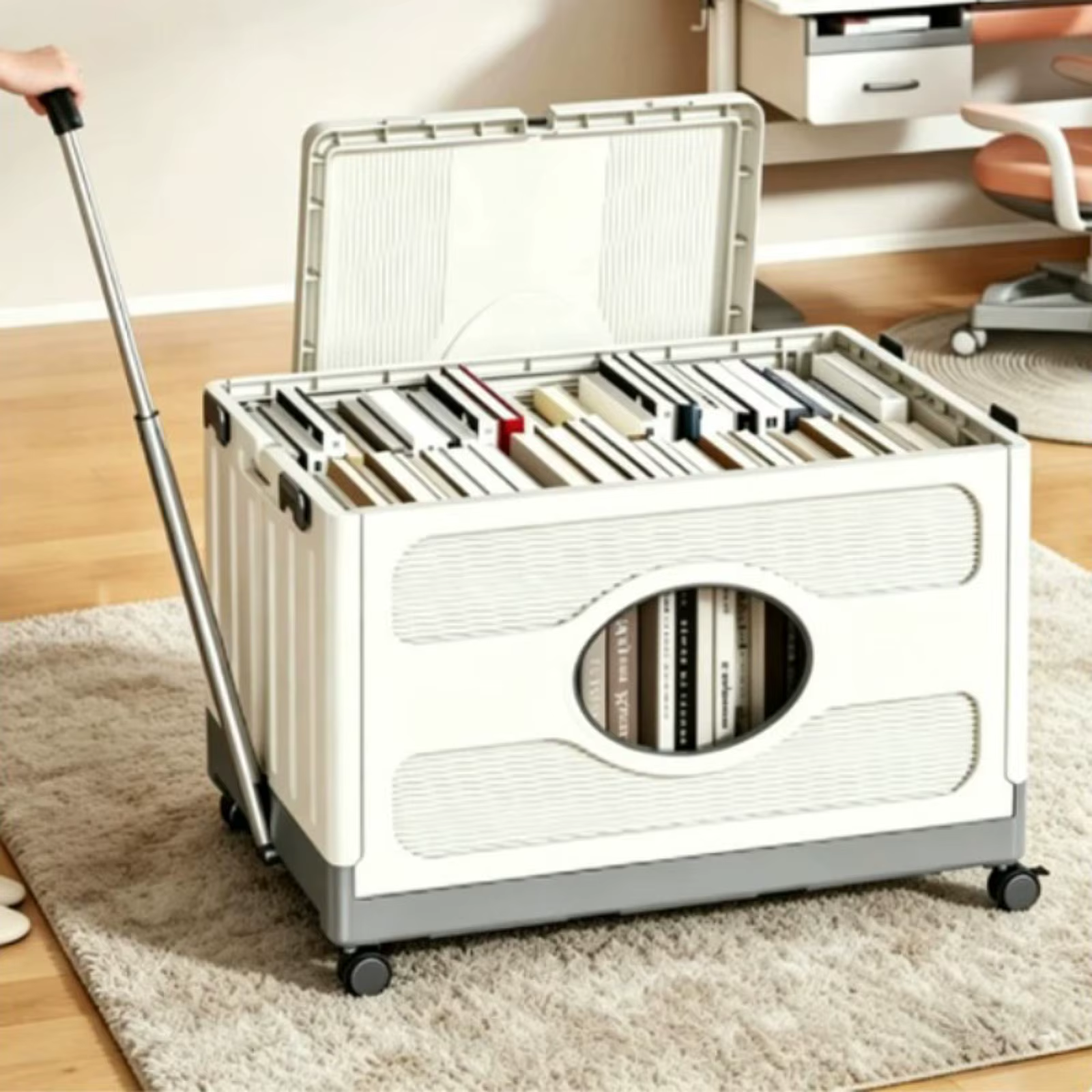 Carrito con ruedas y contenedor con tapa para gato y perro plegable - imagen 3