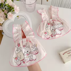 Vestido de verano con mangas de volantes a rayas para gatos y perros