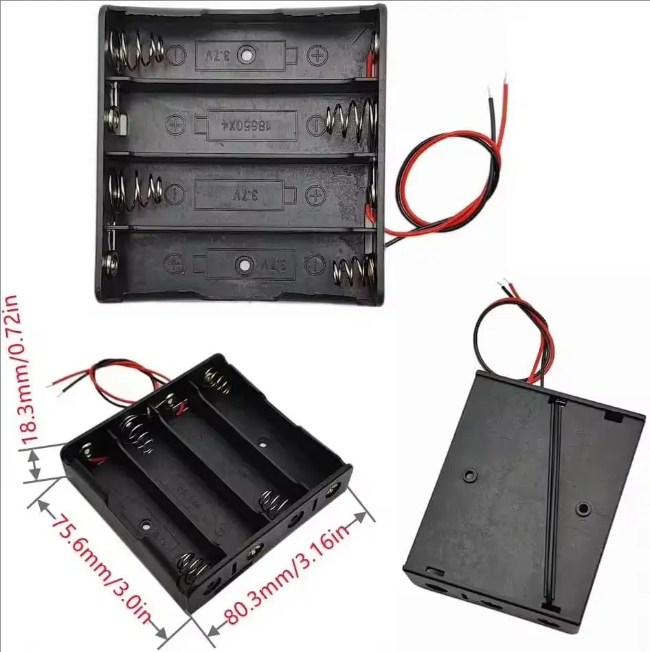 Caja de almacenamiento para baterías 18650 con ranura y cables - imagen 3