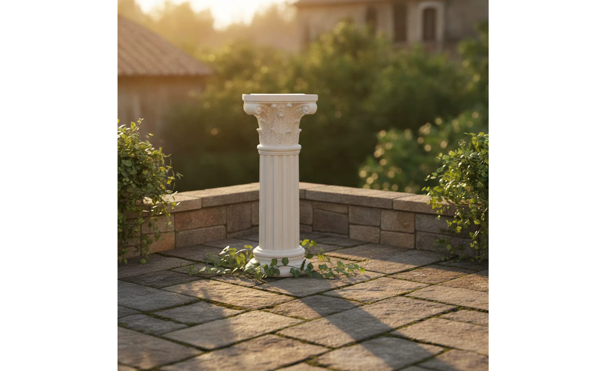 Pedestal arquitectónico con maceta decorativa