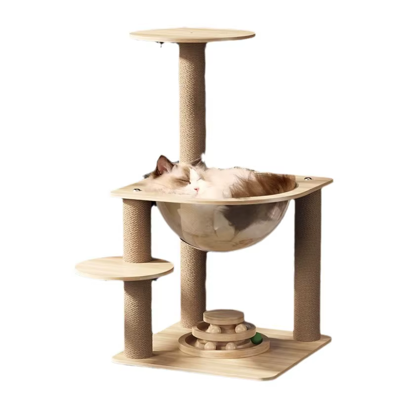 Árbol compacto para gatos con cápsula, cama y rascador de sisal - imagen 2