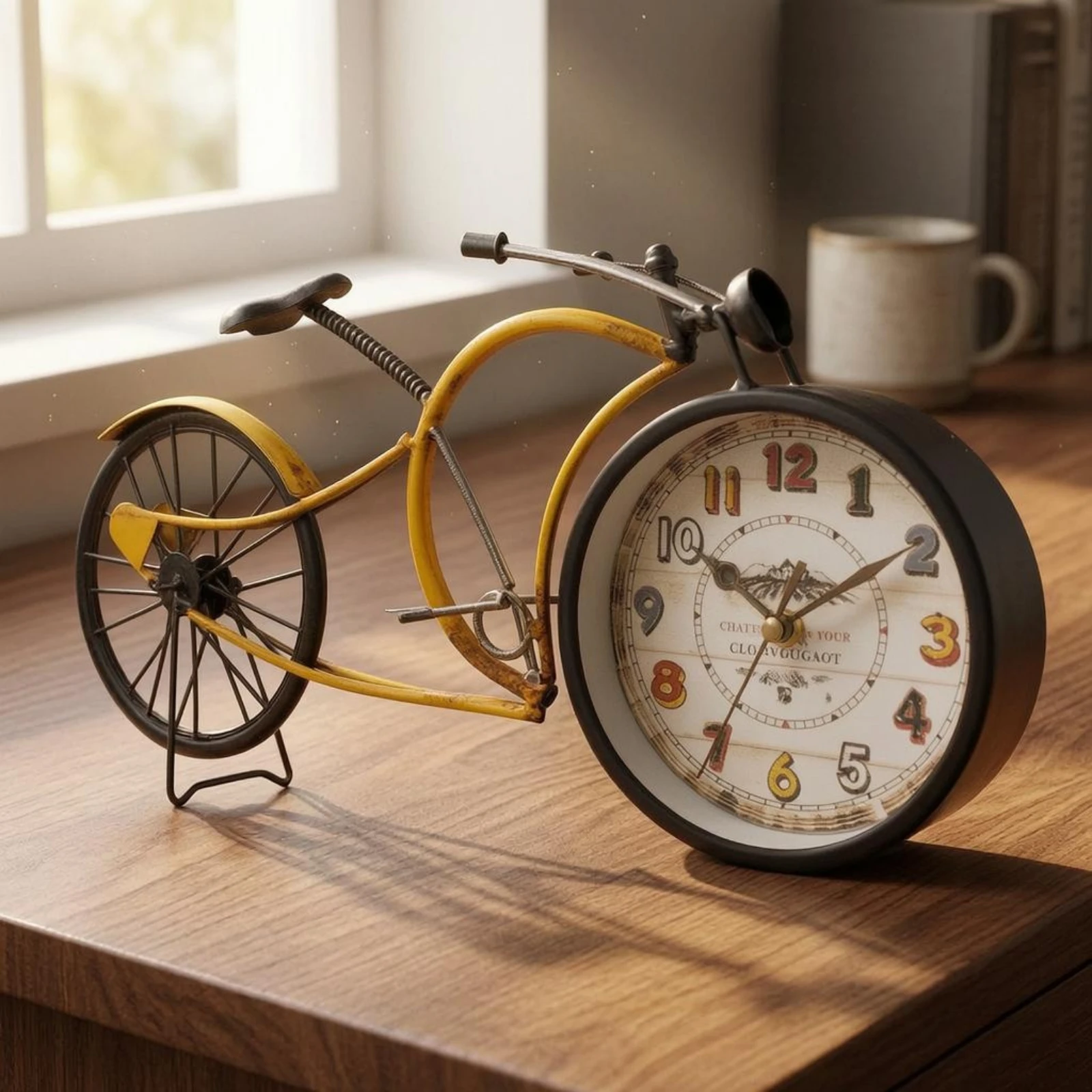 Reloj de pared vintage con forma de bicicleta, decoración artesanal - imagen 5