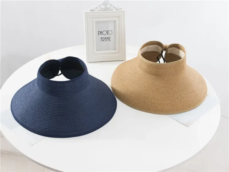 Sombrero de paja de verano para mujer con lazo y visera