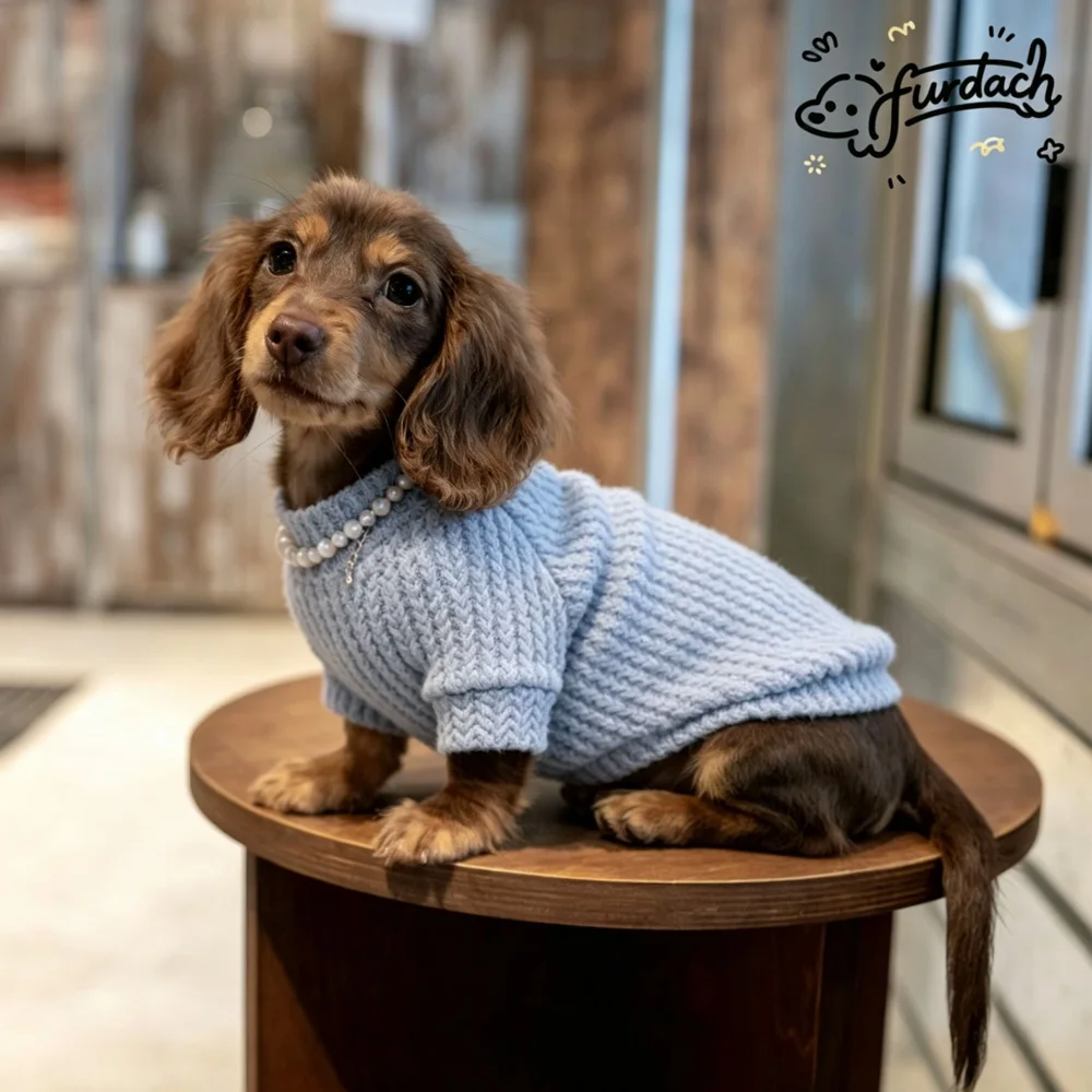 Abrigo de invierno de punto cálido para perro Dachshund miniatura