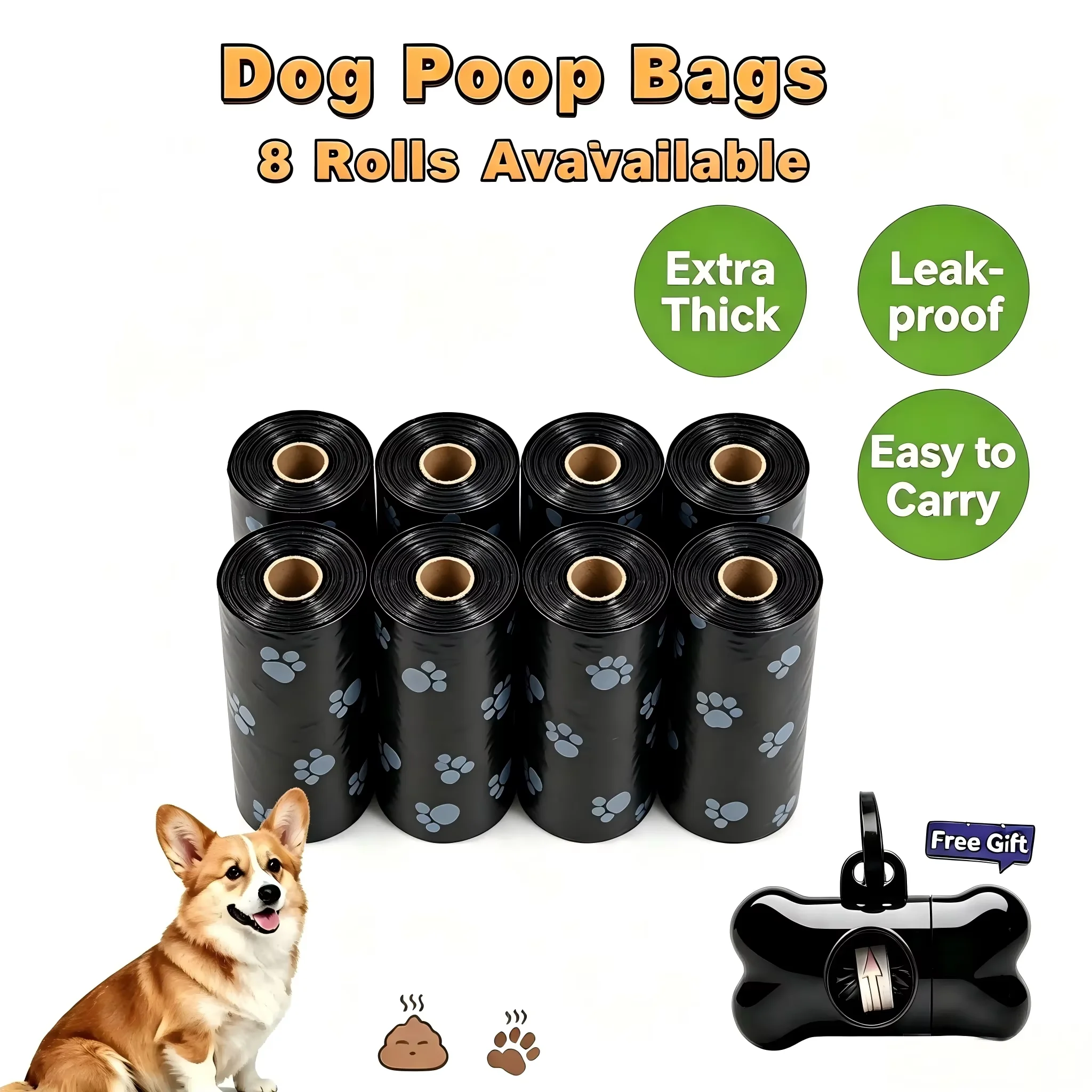 Dispensador portátil y bolsas para desechos de mascotas