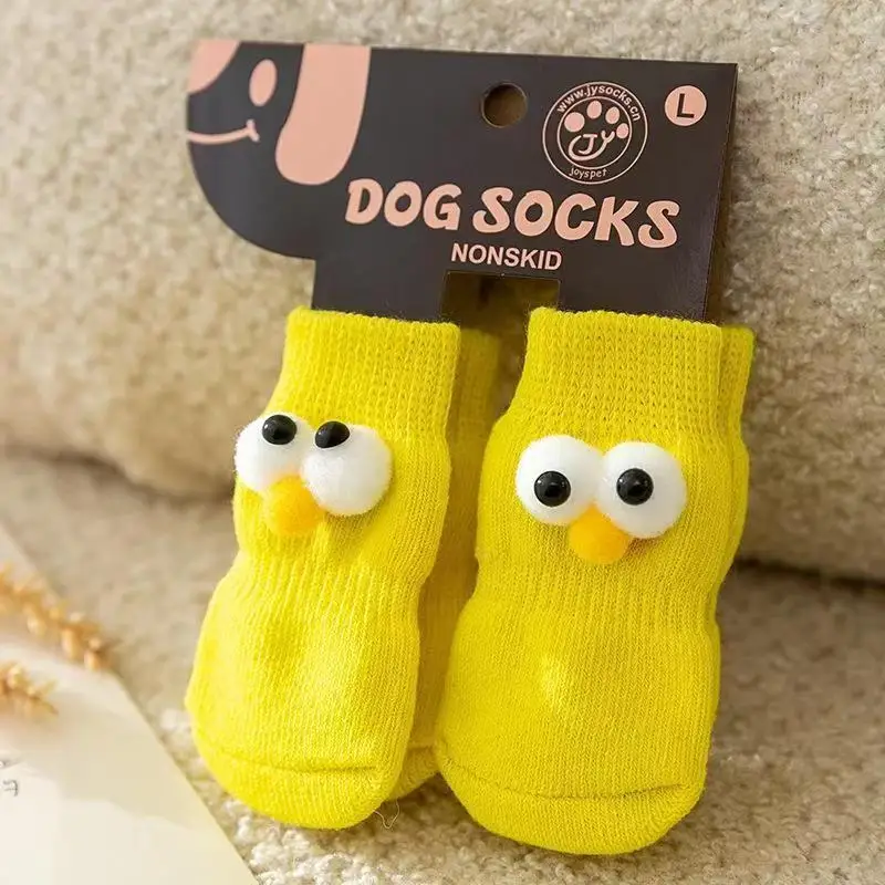 Calcetines antideslizantes de punto con ojos 3D para gatos y perros - imagen 2