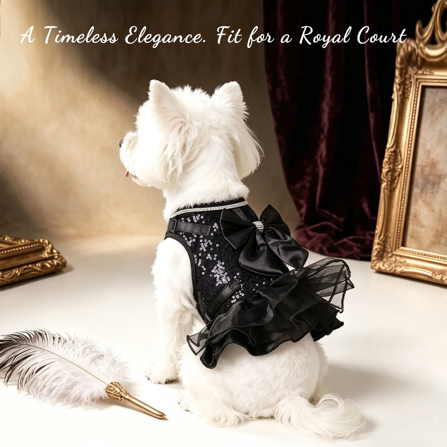 Arnés con vestido princesa con lazo para perros y gatos pequeños - imagen 3
