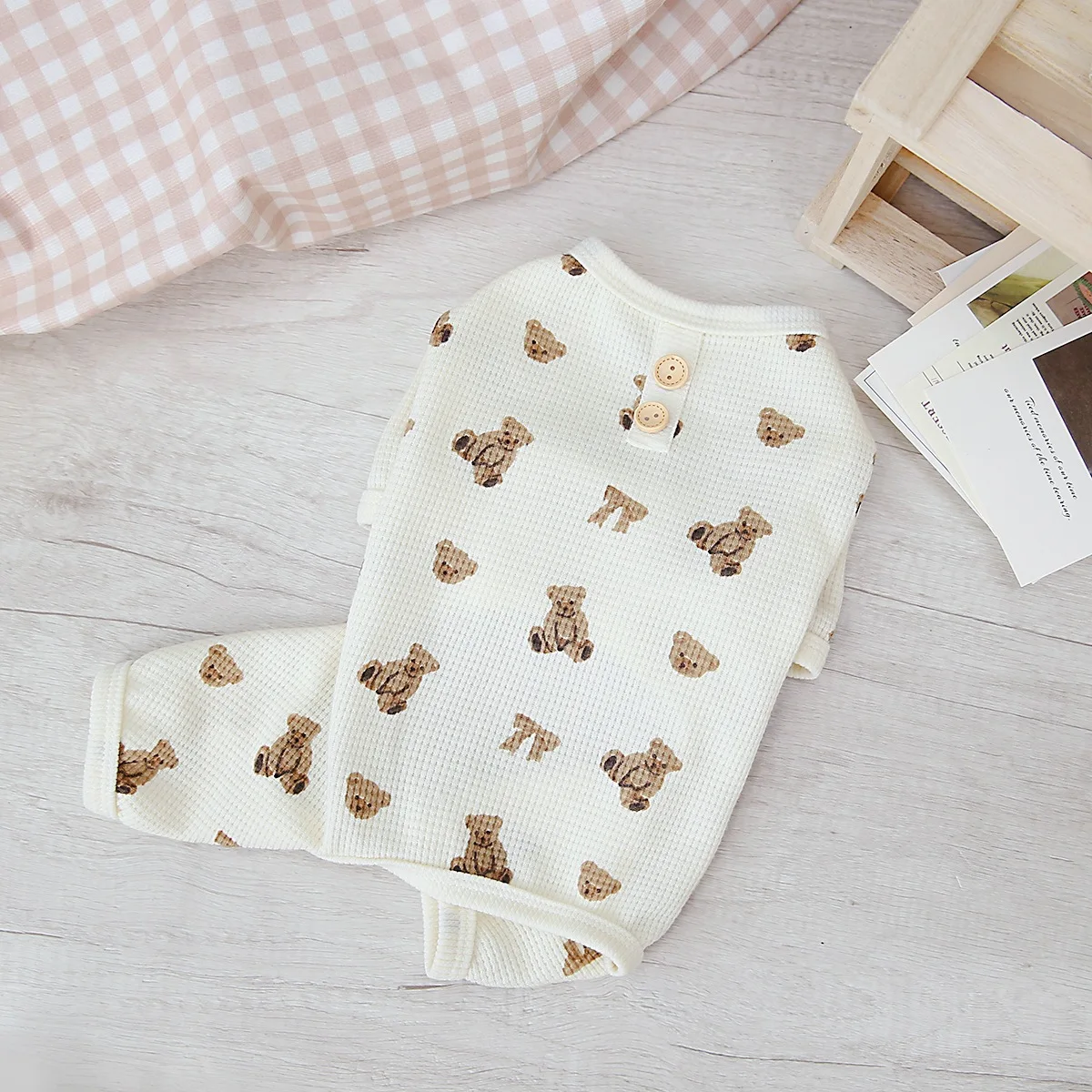 Body waffle para perro pequeño en tono naturales