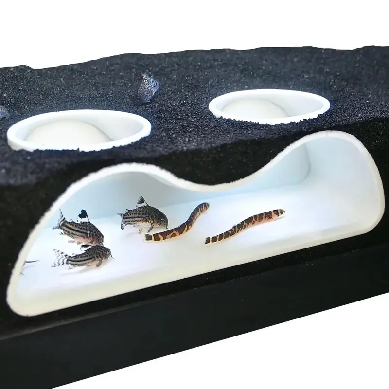 Túnel subterráneo dos orificios para acuario y reptiles – Cueva curva