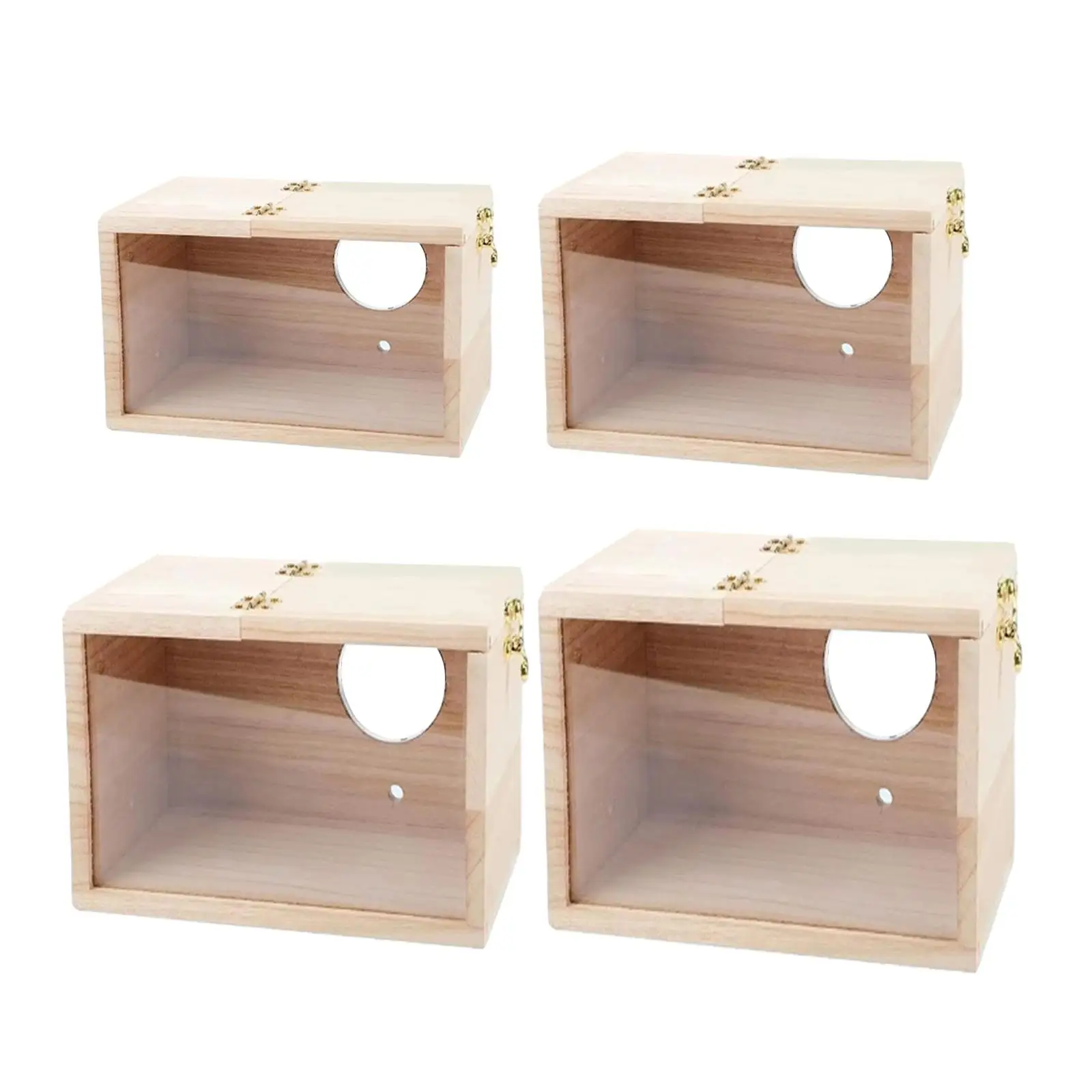 Caja nido de madera con ventana transparente para periquitos