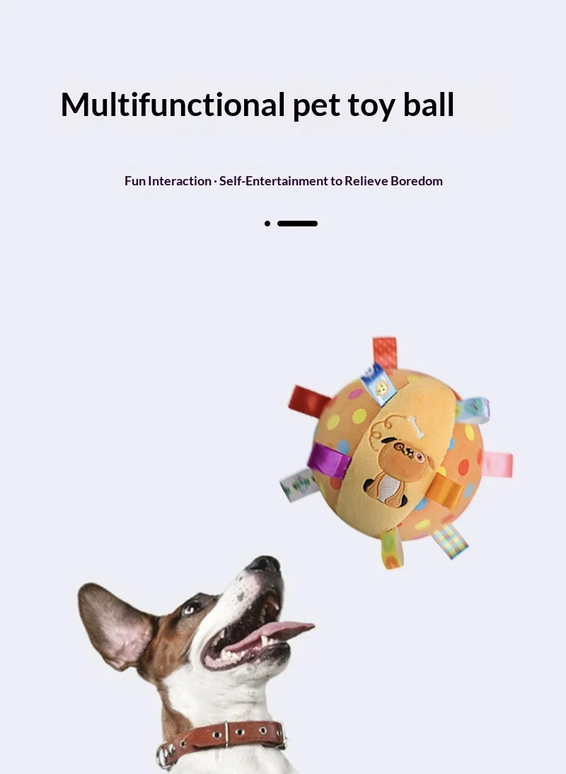 Piepende pluche hondenspeelgoedbal con rammelaar, ideal para cachorros