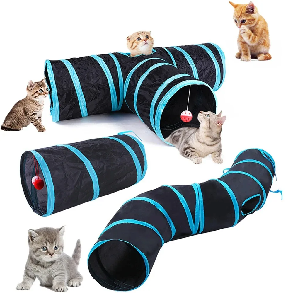 Túnel de juego plegable para gatos con cubo perforado en forma de S