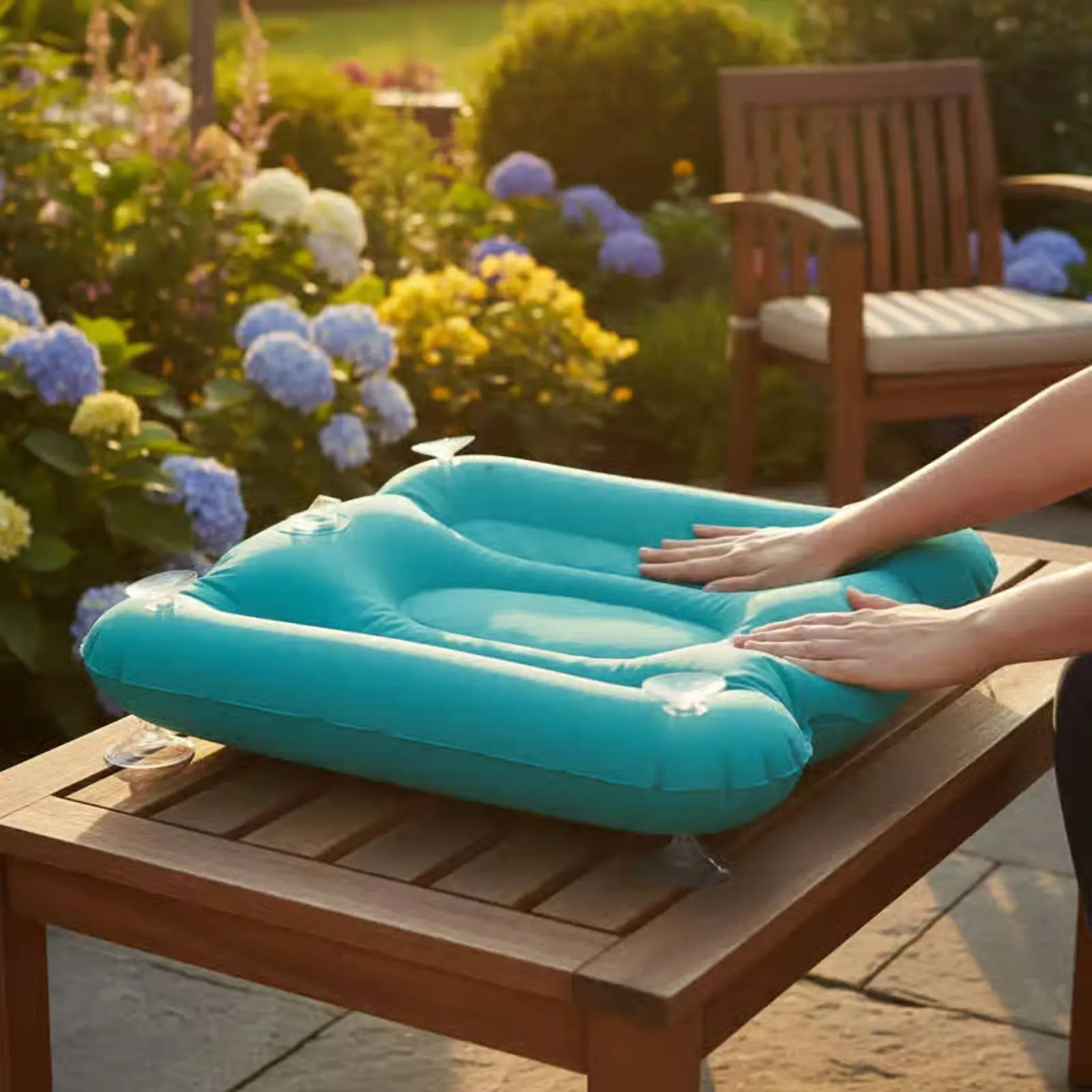 Almohadilla para bañera con succión: asiento inflable gatos y perros - imagen 4
