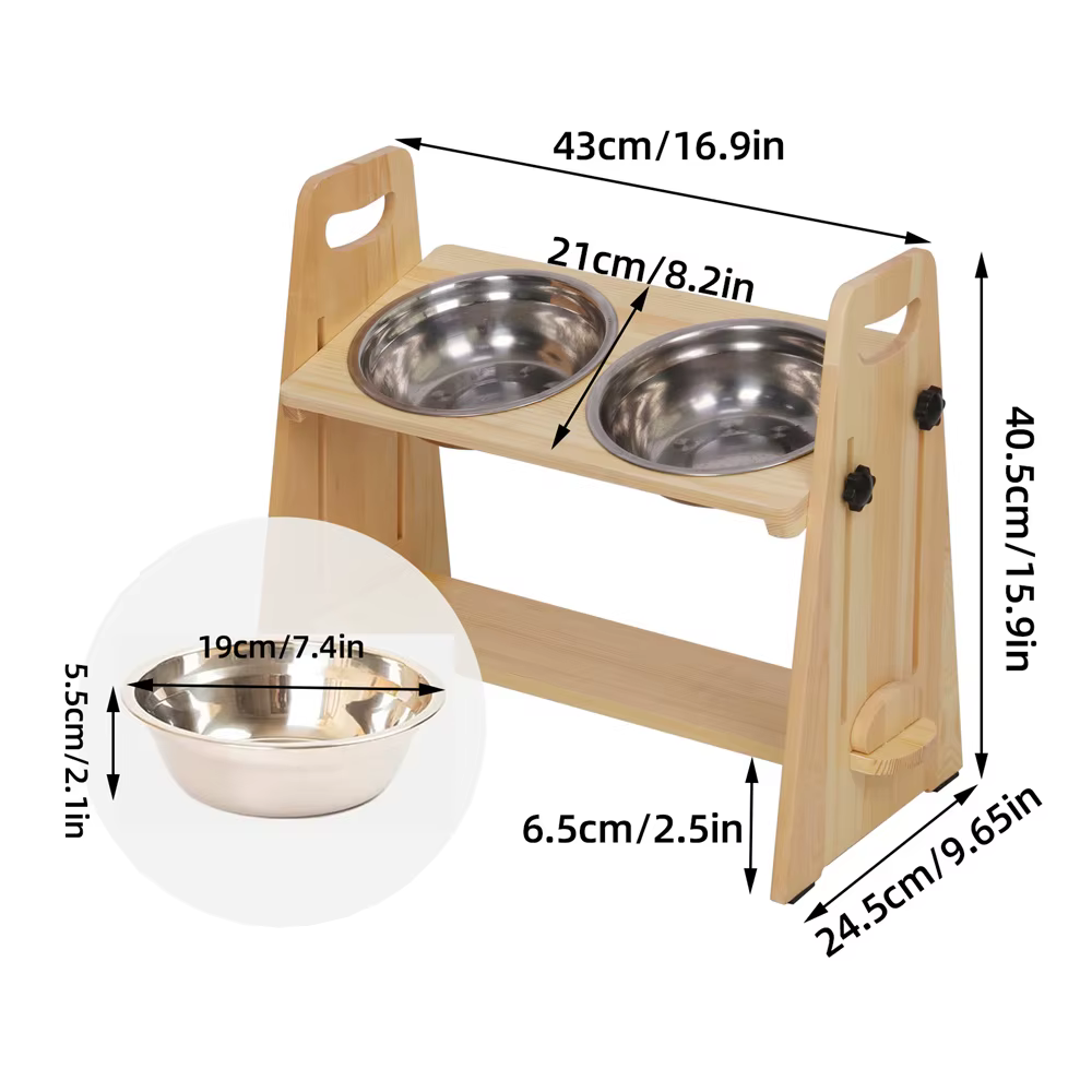 Comedero elevado para perros con altura ajustable y soporte - imagen 2