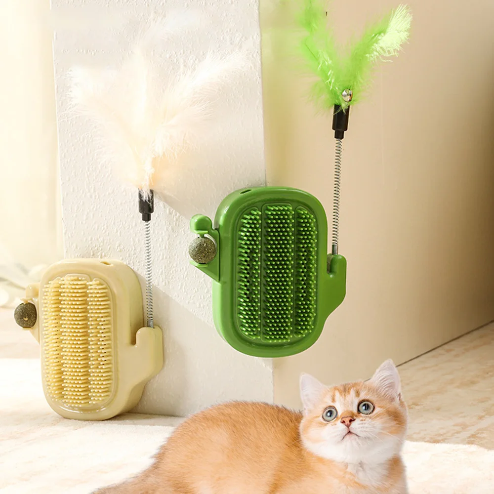 Rascador de gato estilo cactus con varita de plumas