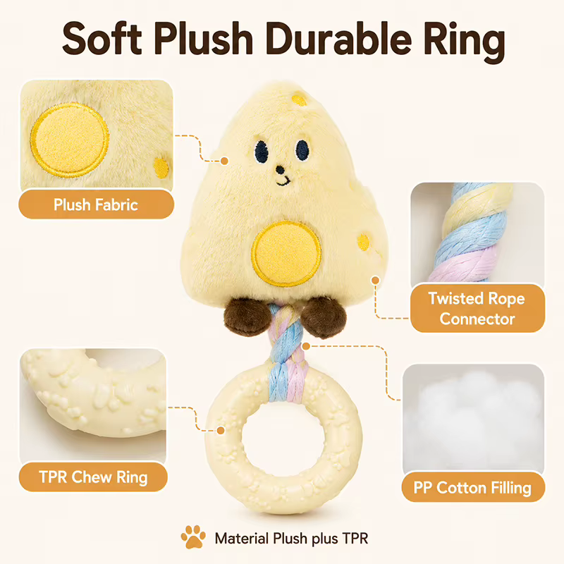 Peluche interactivo con sonido y anillo mordedor para perros - imagen 4