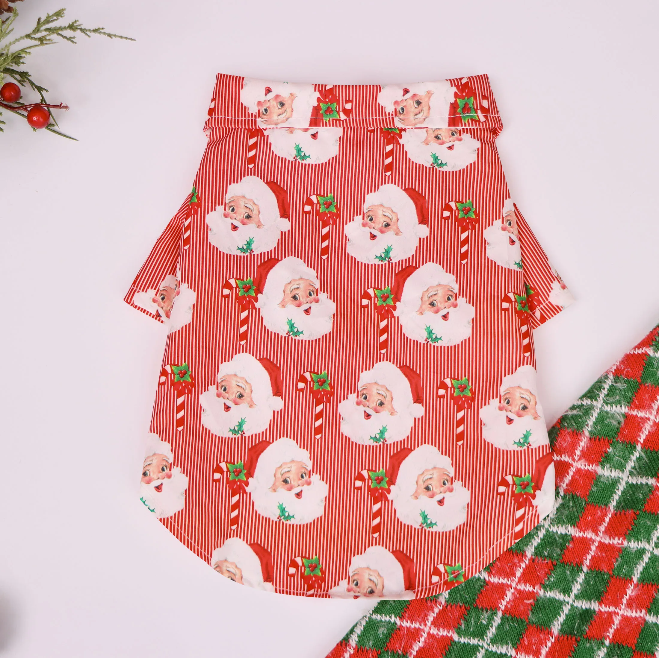 Camiseta navideña perro estampado Papá Noel y corbata - imagen 3