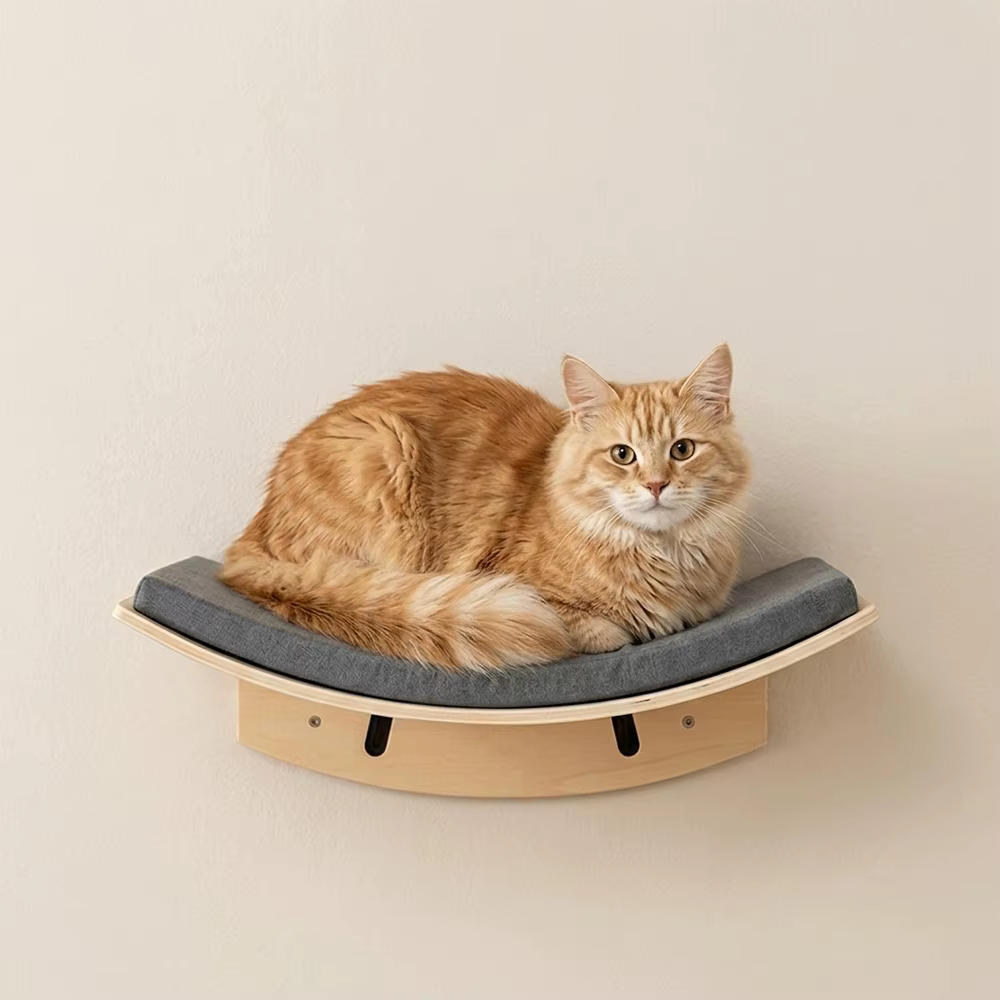 Conjunto mural para gatos con hamaca, escaleras y caseta - imagen 2