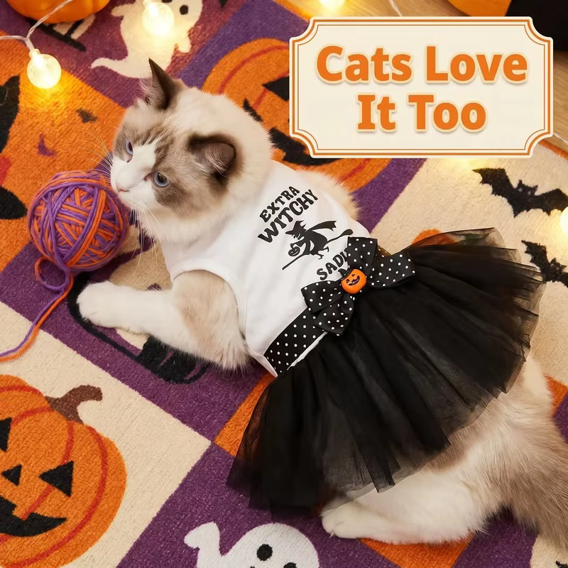 Disfraz Halloween tutú calabaza para perros y gatos pequeños - imagen 3