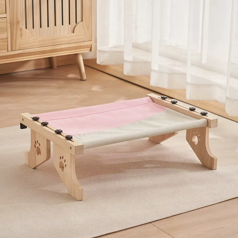 Cama hamaca colgante de madera para gatos, velcro balcón o ventana - imagen 2