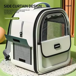 Mochila de transporte para gatos con abertura lateral transpirable