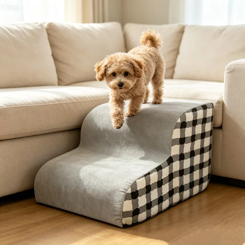 Escaleras 2 peldaños espuma alta densidad perros mayores sofá - imagen 2
