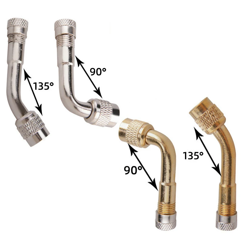 Adaptador de válvula curva 90-135º, extensión para neumáticos