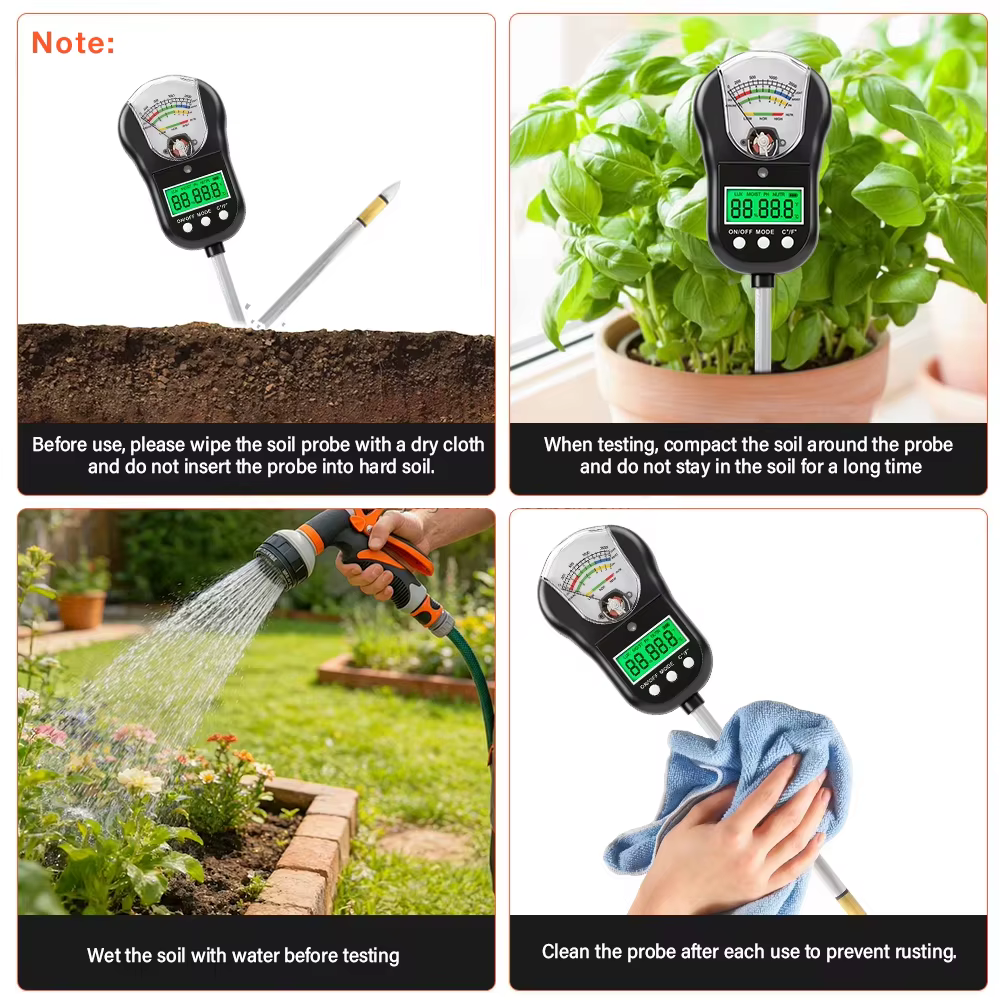 Medidor de suelo digital 7 en 1 para plantas y flores
