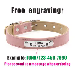 Collar personalizado para perro de cuero con placa grabada