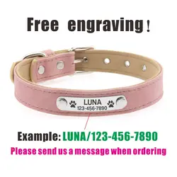 Collar personalizado para perro de cuero con placa grabada