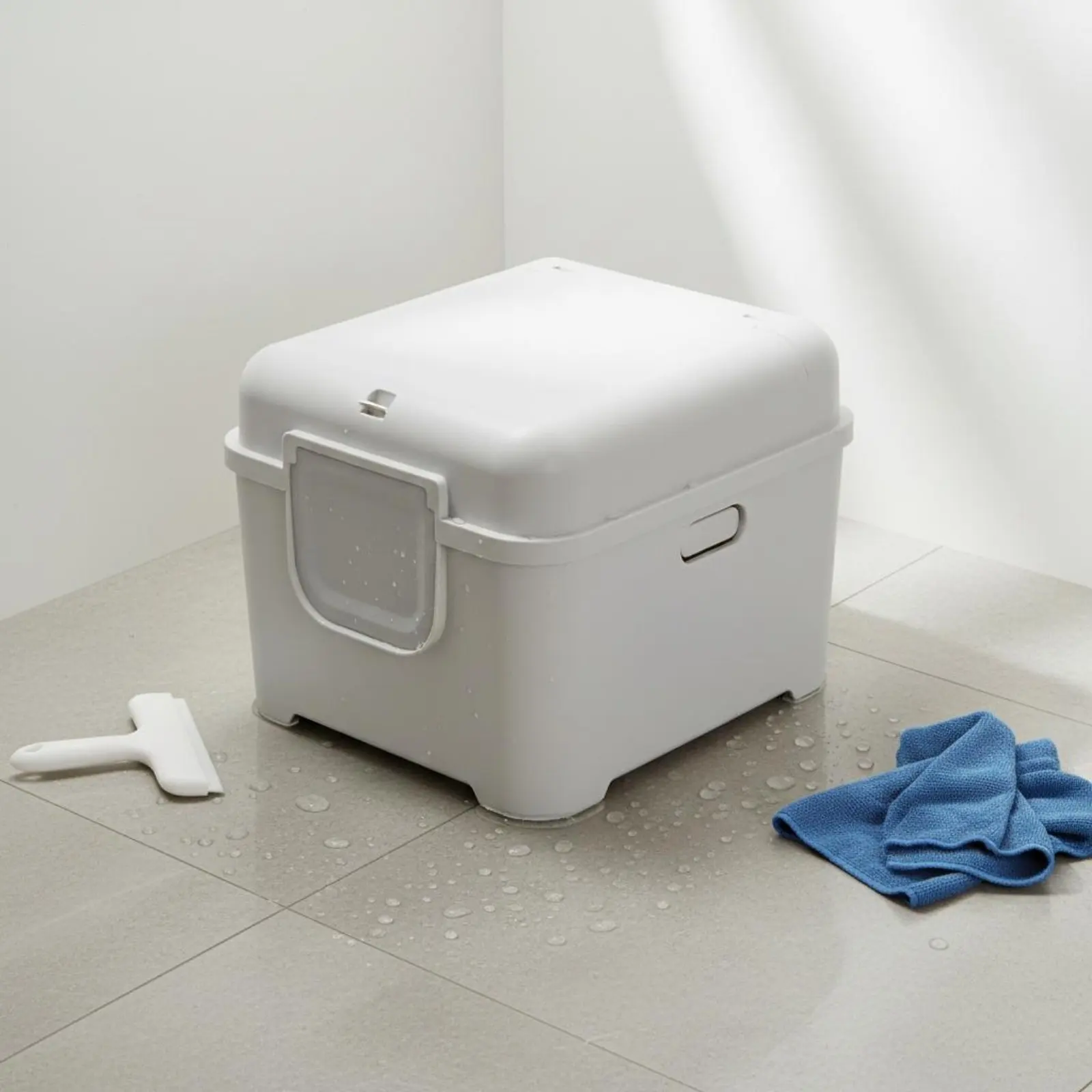 Caja de arena cerrada para gatos extra grande, fácil de limpiar - imagen 5