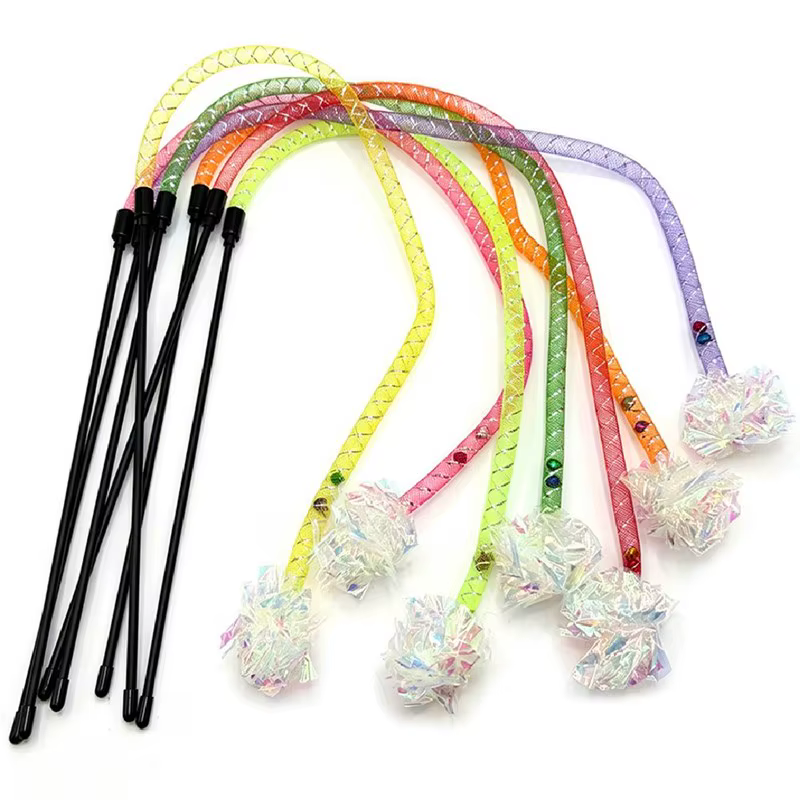 Varita Interactiva para Gatos con Campana y Bola de Flores - imagen 2