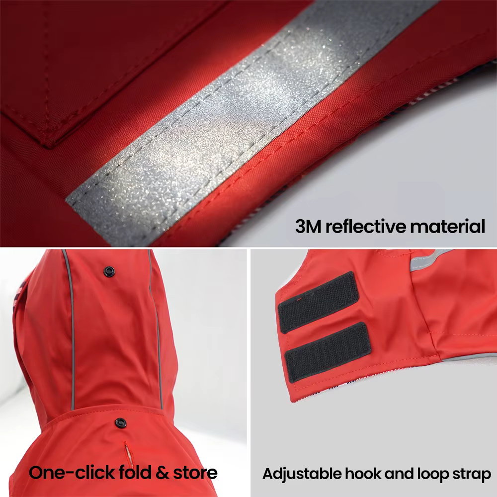 Chaqueta impermeable reflectante para perros con capucha y correa - imagen 2