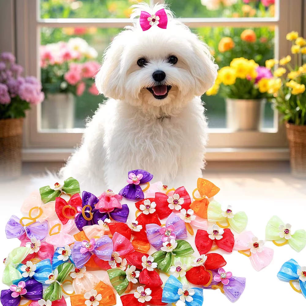 Lazos para el pelo de perro con bandas elásticas, coloridos - imagen 2