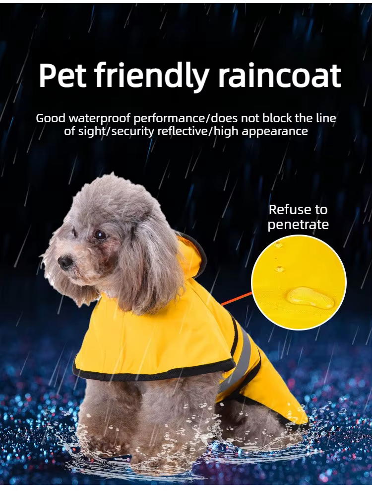 Chaqueta impermeable para perros vista frontal en amarillo