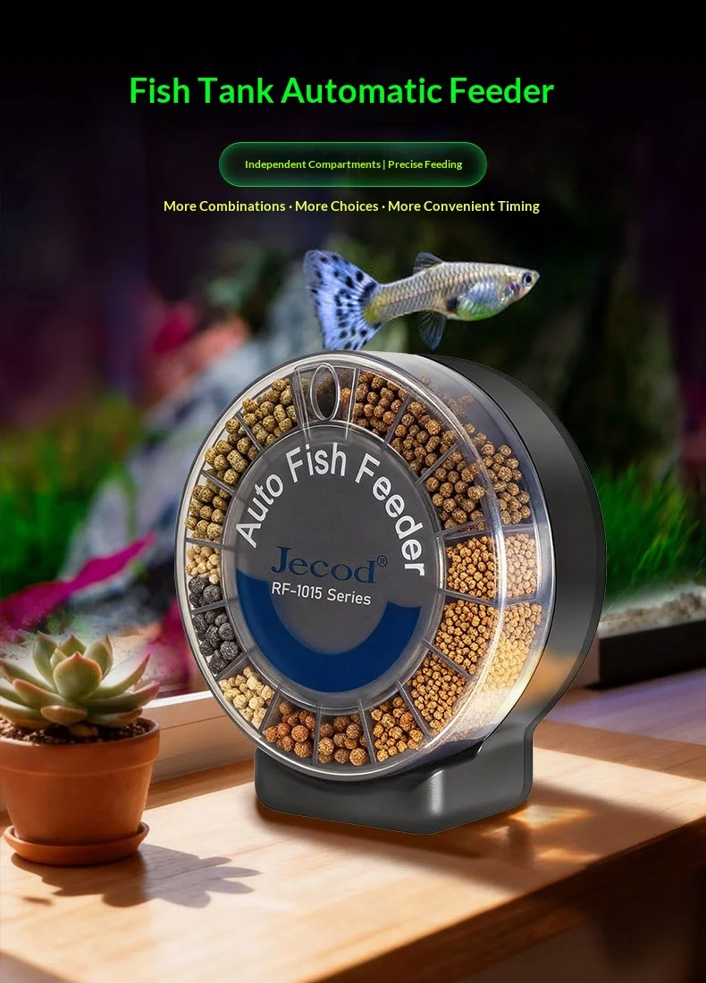 Alimentador automático compacto en el acuario