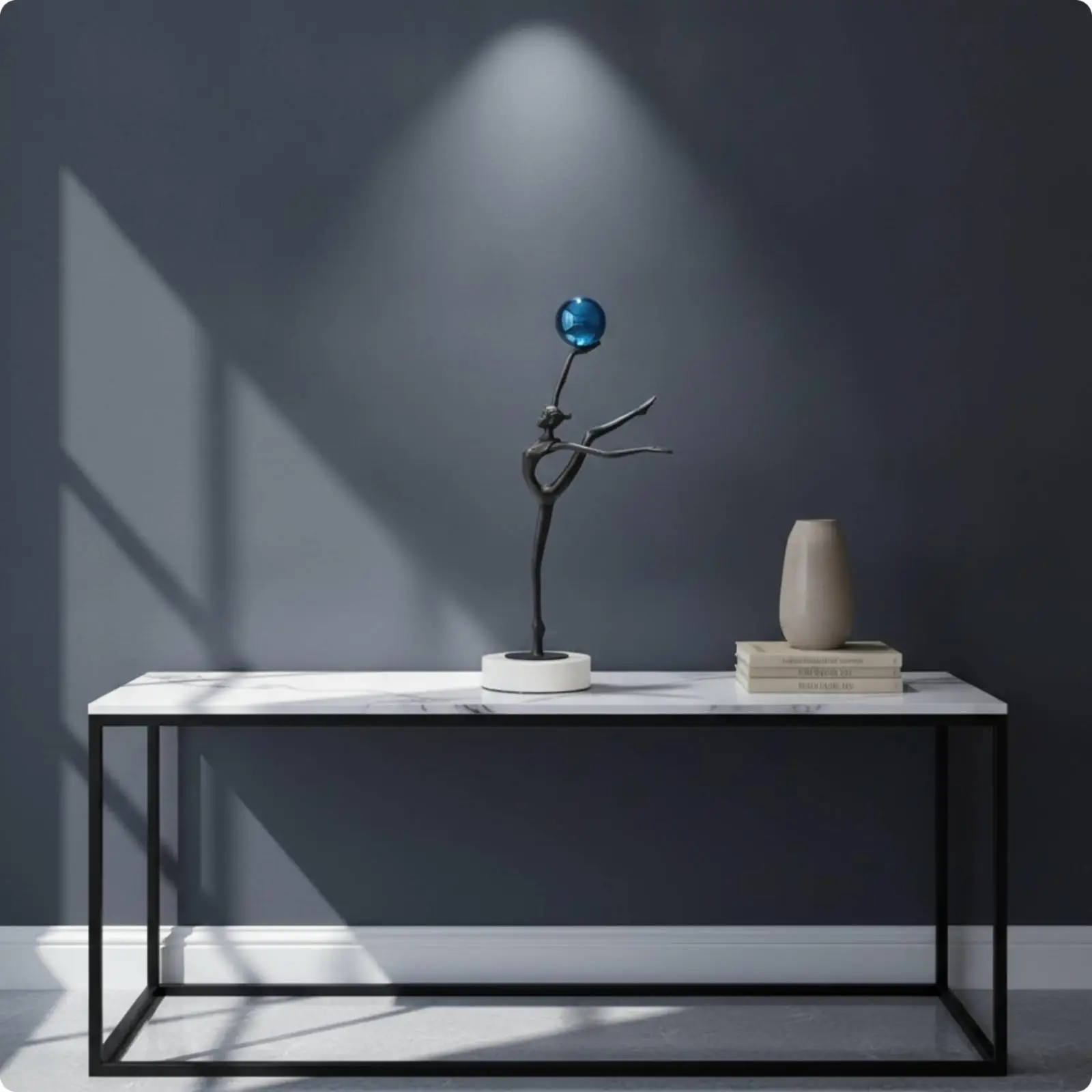 Estatua decorativa femenina en aleación negra mate – Figura contemporánea para el hogar - imagen 5