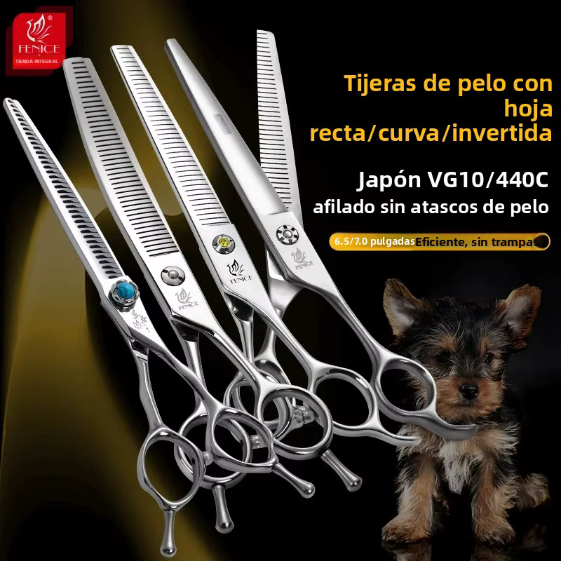 Tijeras profesionales peluquería canina Fenice para perros entresacar