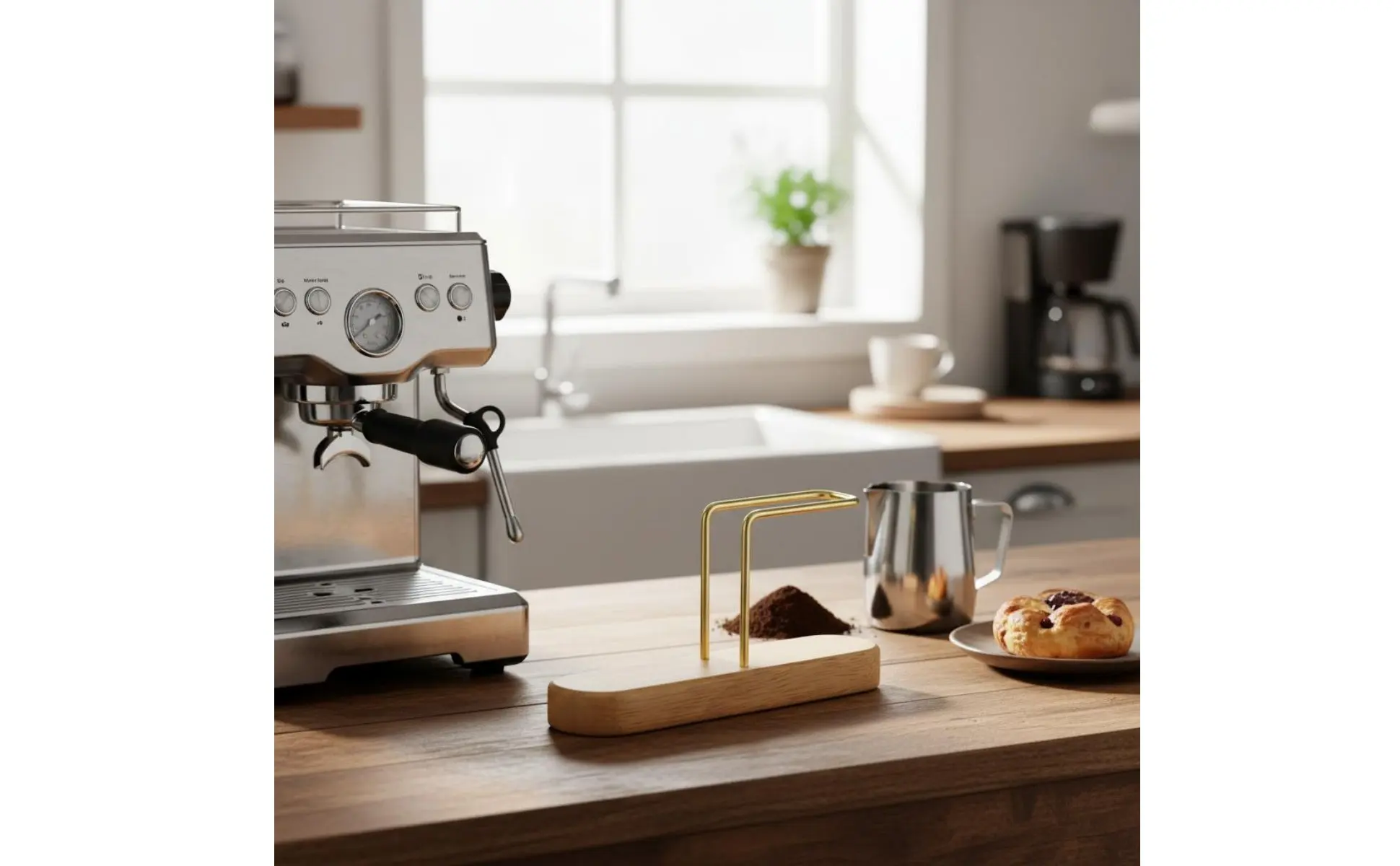 Organizador de coladores de café de madera con base elevada